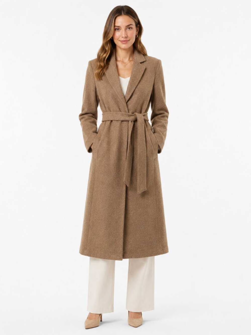 Vintage Saks Fifth Avenue Regency Cashmere Long Belted Trench Coat Jacket Brown